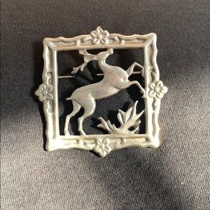 Adorable Deer Leaping Square Pin!